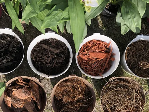 Fresh mulch in a range of natural colors